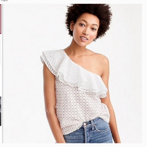 J. Crew Tops - J Crew One Shoulder Eyelet Ruffle Top